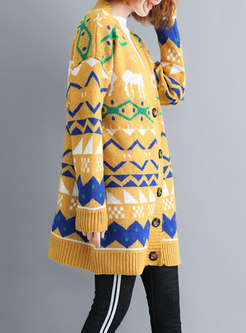 Autumn Yellow All-matched Open Zip-up Sweater