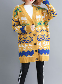 Autumn Yellow All-matched Open Zip-up Sweater