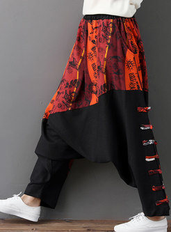 Trendy Ethnic Elastic Waist Printed Straight Harem Pants