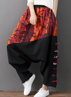 Trendy Ethnic Elastic Waist Printed Straight Harem Pants