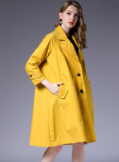 Pure Color Notched Single-breasted Plus Size Coat