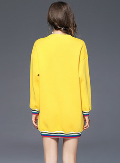 Stylish Color-blocked Striped Splicing Loose Sweathshirt