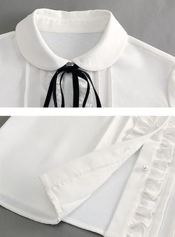 Chic Lapel Tied Single-breasted Slim Blouse