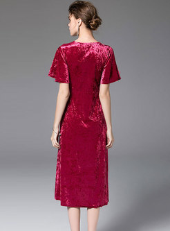 Trendy Pure Color V-neck Belted Asymmetric Slim Dress