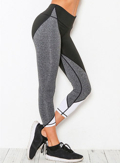 Casual Color-blocked Tight Yoga Bottoms
