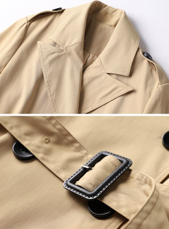 Trendy Khaki Double-breasted Slim Trench Coat