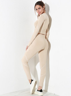 Chic Mesh Splicing Tied Tight Tracksuit