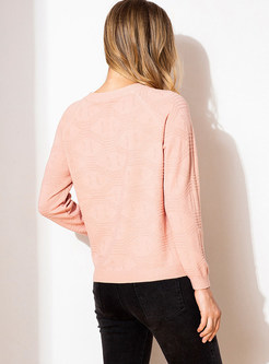 Solid Color O-neck Long Sleeve Straight Sweater