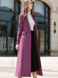 Purple High Waisted Long Cashmere Peacoat