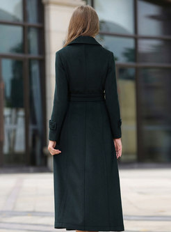Dark Green Waisted Belted Cashmere Overcoat