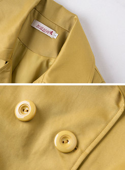 Pure Color Double-breasted Belted Slim Trench Coat