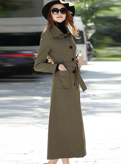 Brief Lapel Single-breasted Belted Slim Trench Coat