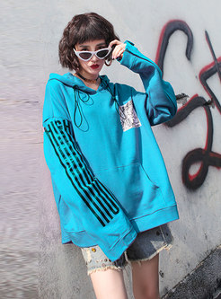 Casual Striped Splicing Hooded Pullover Hoodie