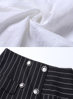 Stylish White T-Shirt Midi Dress & Asymmetric Striped Skirt