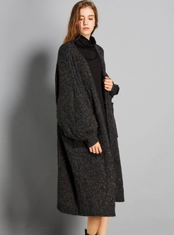 Loose Plus Size Pure Color Long Knitted Coat