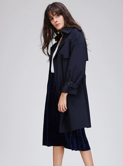 Pure Color Belted Slim Trench Coat