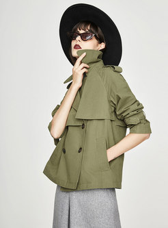 Chic Turn Down Color Straight Short Trench Coat
