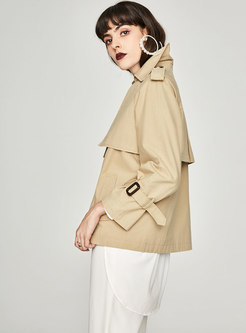 Chic Double-breasted Straight Short Trench Coat