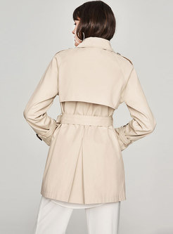 Chic Pure Color Double-breasted Slim Trench Coat