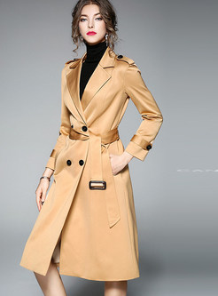 Fashion Notched Double-breasted Slim Trench Coat