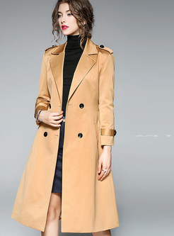 Fashion Notched Double-breasted Slim Trench Coat