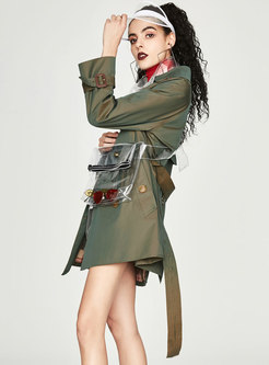 Trendy Turn Down Collar Double-breasted Belted Trench Coat