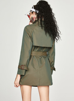 Trendy Turn Down Collar Double-breasted Belted Trench Coat