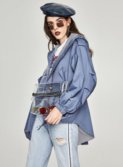 Casual Solid Color Gathered Waist Asymmetric Trench Coat