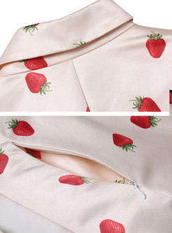 Strawberry Printed A Line Trench Coat