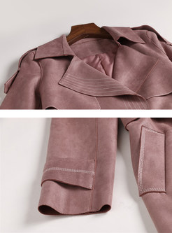 Notched Pocket Tie-waist Slim Trench Coat