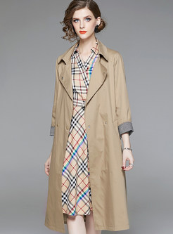 Autumn Double-breasted Tie-waist Slim Trench Coat