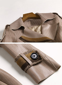 Fashion Color-blocked Tie-waist Slim Trench Coat