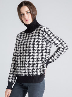 Brief High Neck All Matched Cartoon Pattern Wool-blend Sweater