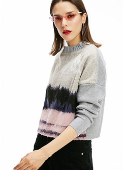 Casual Hill Pattern High Neck Knitted Sweater