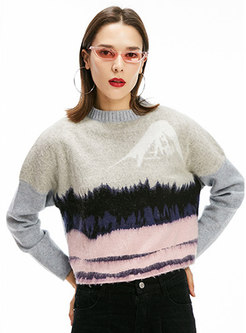 Casual Hill Pattern High Neck Knitted Sweater