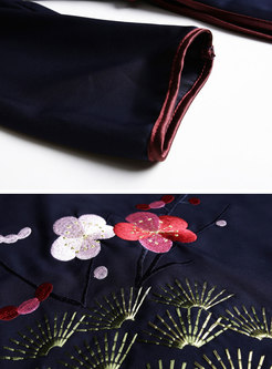 Autumn Retro Lace Hem Wrap Improved Cheongsam Dress 
