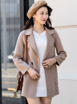 Trendy Turn Down Collar Double-breasted Straight Coat