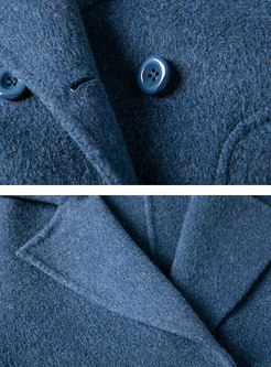 Trendy Solid Color Pocket Belted A Line Coat