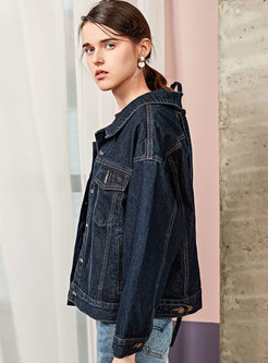 Chic Pure Color Tied Single-breasted Slim Denim Coat