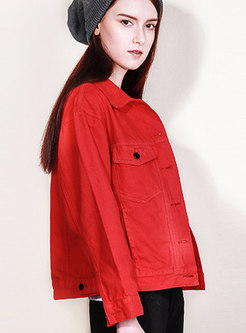 Stylish Red Lapel Single-breasted Short Coat