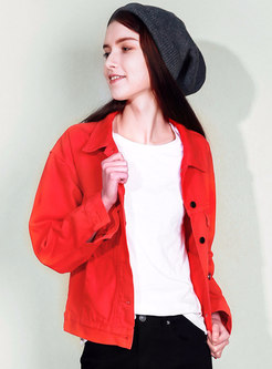 Stylish Red Lapel Single-breasted Short Coat