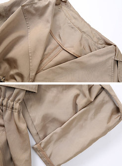 Autumn Fashion Khaki Skinny Trench Coat With Pockets