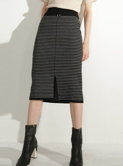 Stylish Wrap Knitting Bodycon Skirt With Split 