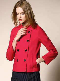 Brief Solid Color Lapel Double-breasted Short Trench Coat
