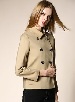 Solid Color Lapel Double-breasted Straight Trench Coat