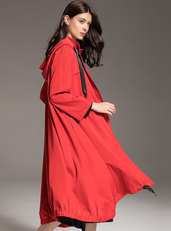 Trendy Autumn Hooded Plus Size Zippered Trench Coat 