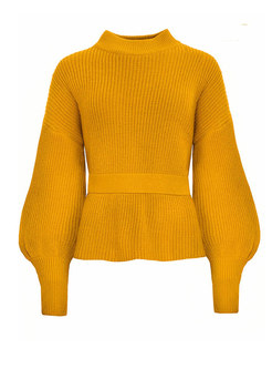 Autumn Brief Solid Color Cut-back Belted Sweater