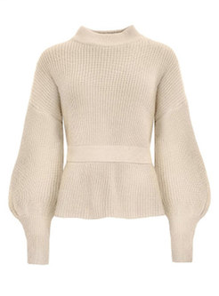 Autumn Brief Flare Sleeve Cut-back Belted Sweater
