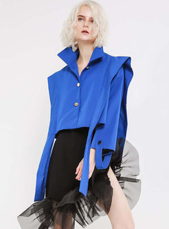 Stand Collar Single-breasted Loose Ribbon Coat