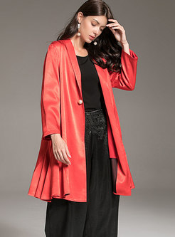 Autumn Turn-down Collar Buttoned Front Trench Coat
